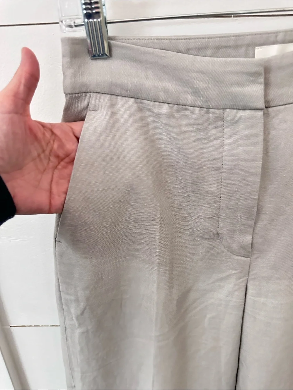 Aritzia Wilfred 2 Limitless grey linen blend wide leg classic boho chic coastal